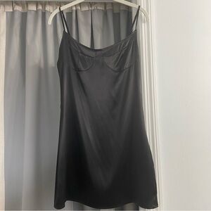 VICTORIA’S SECRET Black Satin Lace Mini Slip Dress Medium